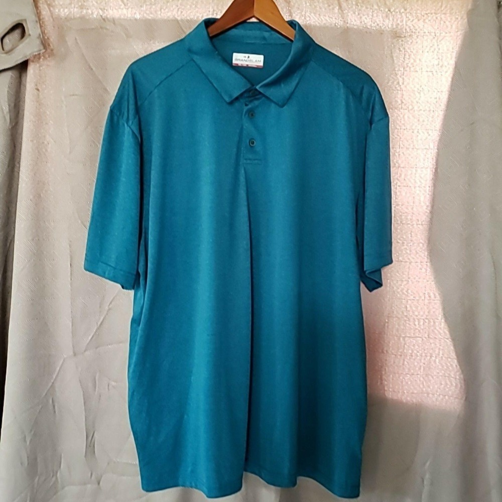Grand Slam Performance Polo Shirt Mens 2XL Blue Solid Golf Jersey Knit Top